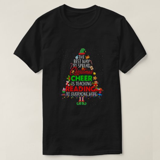Kerstman leert de kerstman lezen t-shirt (Design voorkant)