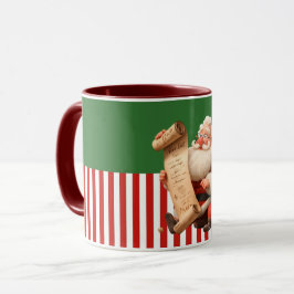 Kerstman leest de goede lijst mok
