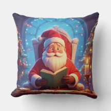 Kerstman leest een boek bij kaarslicht