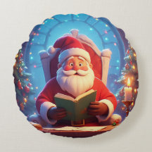 Kerstman leest een boek bij kaarslicht