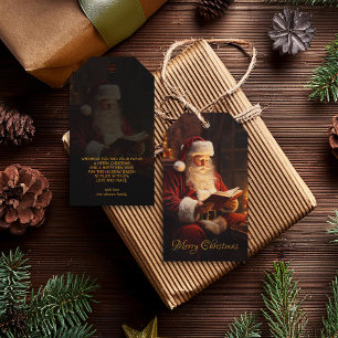  Kerstman leest een boek Cadeaulabel