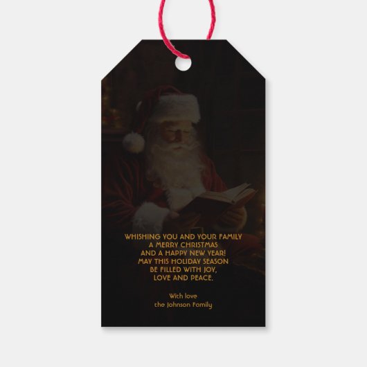  Kerstman leest een boek Cadeaulabel (Achterkant)