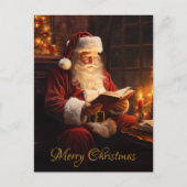  Kerstman leest een boek Feestdagenkaart (Voorkant)