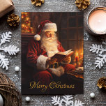 Kerstman leest een boek Feestdagenkaart<br><div class="desc">Stap in de nostalgie van het kerstfeest met dit charmante geïnspireerde afbeelding, met een prachtig beschilderd tafereel van de kerstman die geniet van een rustig moment bij het lezen van een boek. De rijke, klassieke kleuren brengen dit tijdloze vakantie-afbeelding tot leven en vangen de warmte en magie van het seizoen....</div>