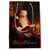  Kerstman leest een boek Medium Cadeauzakje (Voorkant)