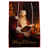  Kerstman leest een boek Medium Cadeauzakje (Achterkant)