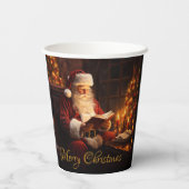  Kerstman leest een boek Papieren Bekers (Achterkant)