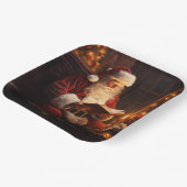 Kerstman leest een boek Papieren Bordje (Gebogen)