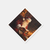  Kerstman leest een boek Servet (Hoek)