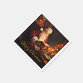  Kerstman leest een boek Servet (Hoek)