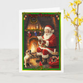 Kerstman leest een brief van een kind aan zichzelf kaart (Gele Bloem)