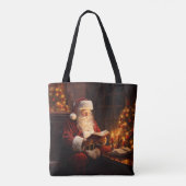  kerstman leest kerstboek tote bag (Achterkant)