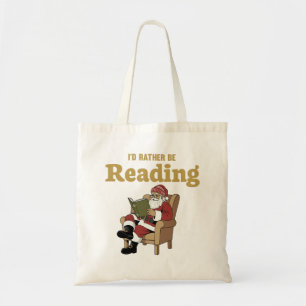 Kerstman leest tote bag