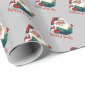 Kerstman leest verboden boeken cadeaupapier (Rol Hoek)