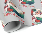 Kerstman leest verboden boeken cadeaupapier (Rol Hoek)