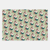 Kerstman leest verboden boeken inpakpapier vel (Voorkant 3)