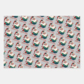 Kerstman leest verboden boeken inpakpapier vel (Voorkant)