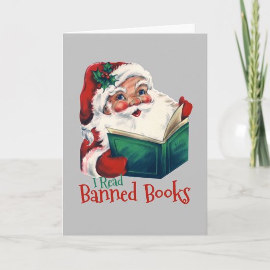 Kerstman leest verboden boeken kaart (Voorkant)