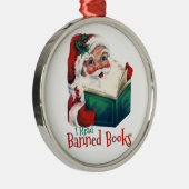 Kerstman leest verboden boeken metalen ornament (Rechts)