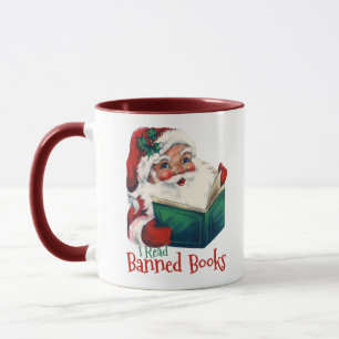 Kerstman leest verboden boeken mok