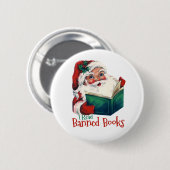 Kerstman leest verboden boeken ronde button 5,7 cm (Voorkant /achterkant)