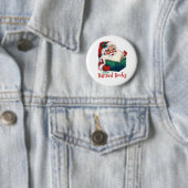 Kerstman leest verboden boeken ronde button 5,7 cm (In situ)