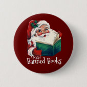 Kerstman leest verboden boeken ronde button 5,7 cm (Voorkant)