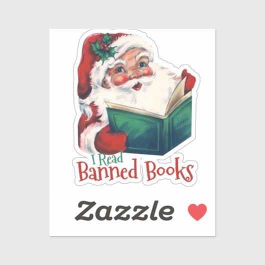 Kerstman leest verboden boeken sticker (Vel)