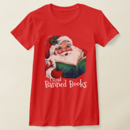 Kerstman leest verboden boeken t-shirt