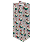 Kerstman leest verboden boeken wijn cadeautas (Achterkant Gekanteld)