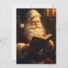 Kerstman leest vintage feestdagenkaart