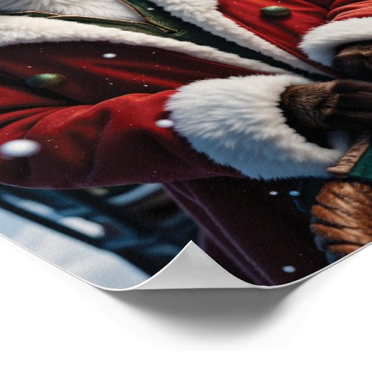 Kerstman leidt de kerstslee poster (Hoek)