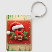 Kerstman Letter B Met Dennenkrans Kerststijl 🎅 Sleutelhanger (Achterkant)