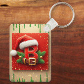 Kerstman Letter B Met Dennenkrans Kerststijl 🎅 Sleutelhanger (Achterkant)