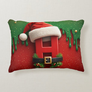 Kerstman Letter H Met Rode Vakantie Stijl 🎄 Accent Kussen