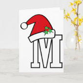 Kerstman Letter M Schattig Kerst Monogram Spreuk C Kaart (Gele Bloem)