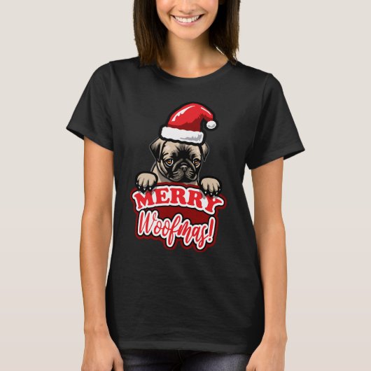 Kerstman Leuke Pug Classic T-shirt 912 (Voorkant)