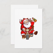 kerstman levert cadeau dozen op een fiets kaart (Voorkant / Achterkant)