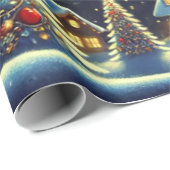 Kerstman levert cadeaus op kerstavond cadeaupapier (Rol Hoek)