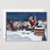 Kerstman levert een lading boeken van Wyeth Feestdagenkaart (Voorkant / Achterkant)