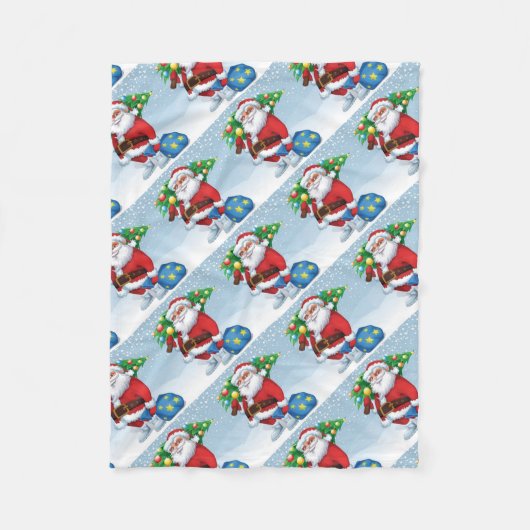 Kerstman levert kerstpatroon fleece deken (Voorkant)