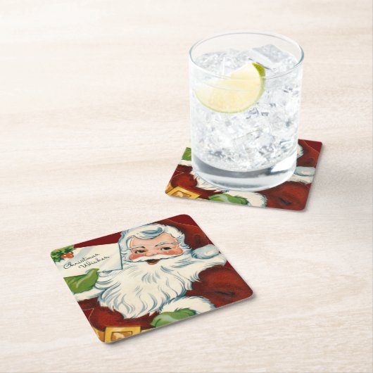  kerstman levert kerstwensen kartonnen onderzetters (Insitu)