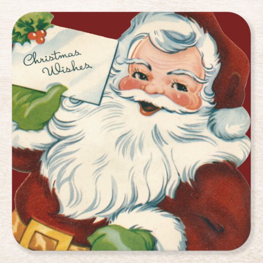 kerstman levert kerstwensen kartonnen onderzetters (Voorkant)