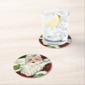  kerstman levert kerstwensen ronde kartonnen onderzetter (Insitu)