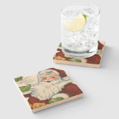  kerstman levert kerstwensen stenen onderzetter (Zijkant)