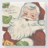  kerstman levert kerstwensen stenen onderzetter (Voorkant)