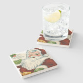  kerstman levert kerstwensen stenen onderzetter (Zijkant)