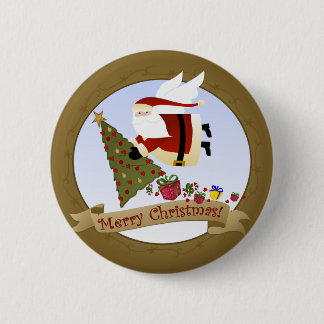 Kerstman Levert Ronde Button 5,7 Cm
