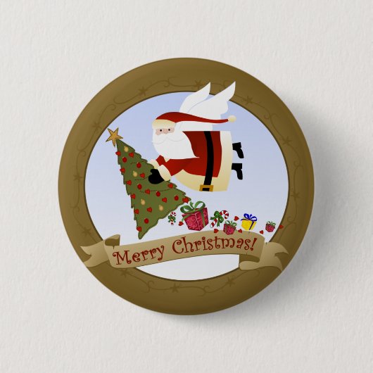 Kerstman Levert Ronde Button 5,7 Cm (Voorkant)