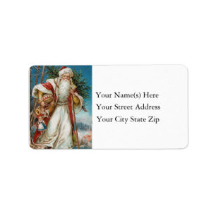  kerstman levert speelgoed en boomkerst etiket